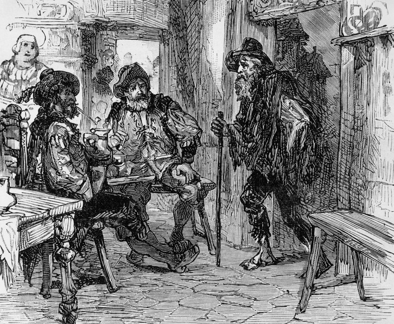 Inside a tavern.