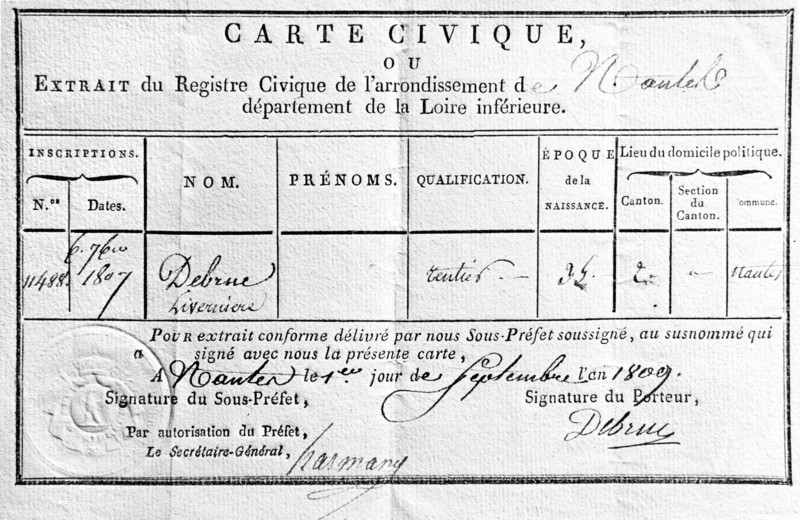 Premier Empire. Carte civique.