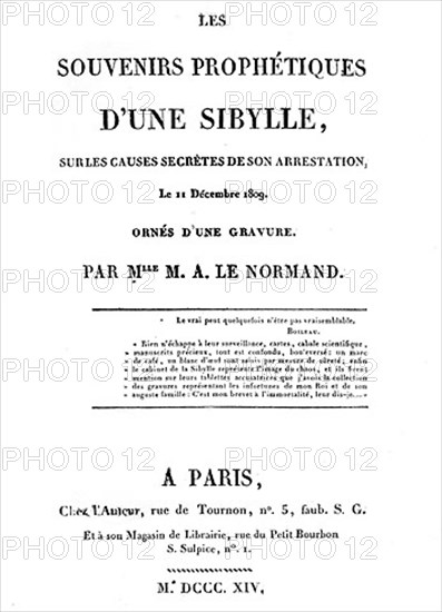 Souvenirs prophétiques d'une Sibylle ; 1809