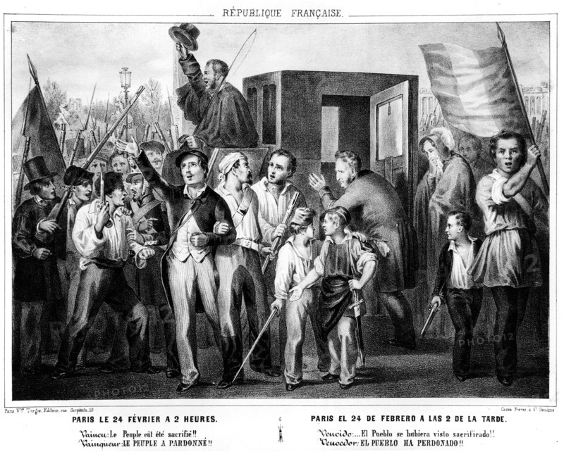 Révolution de 1848. Fuite du roi Louis-Philippe. Image populaire.
