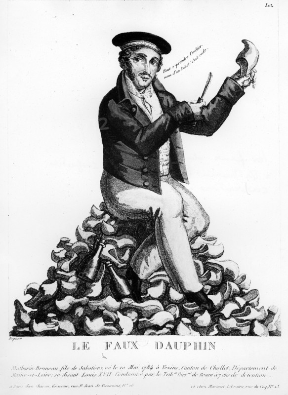 Business of the false Dolphins.  Mathurin Bruneau sabotier. Caricature.