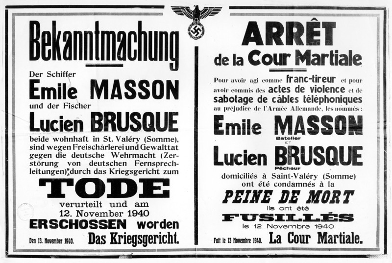 Occupation allemande. 1940. Représailles