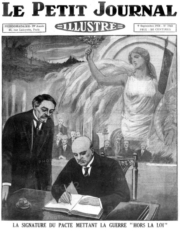 August 1928.  Signature in Paris of the Brilland-Kellog pact