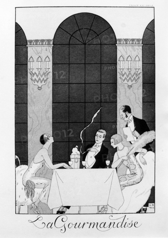 A restaurant in elegant 1920s Paris.