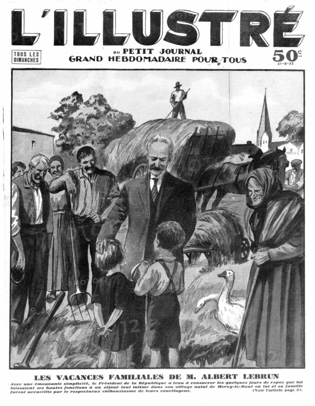 Années 30. Albert Lebrun, président de la République, à la campagne.