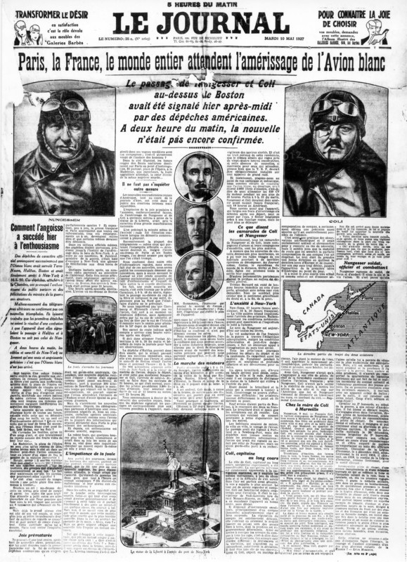 Nungesser et Coli à bord de l'Avion blanc. 1927