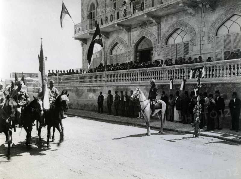 Parade of Arabs in front of King Faisal in Aleppo