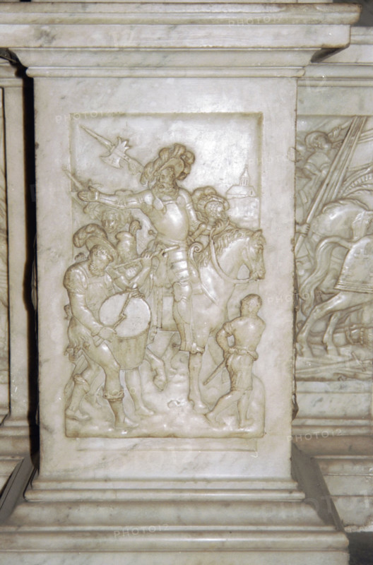 Saint Denis basilica. Bas relief celebrating the victories of Francois I.