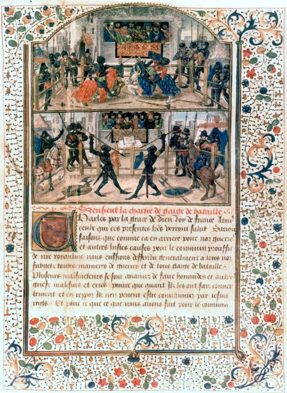 Manuscrit français (1460-70). Charte des règles de tournois