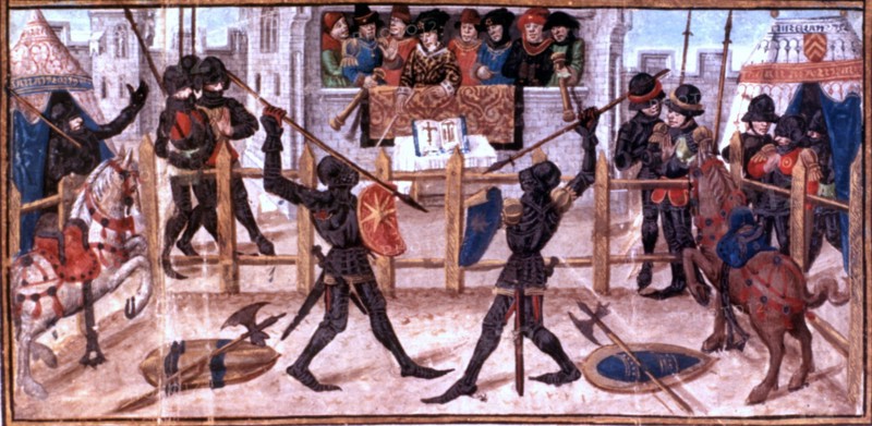 French manuscript (1460-70). Charter of tournament and combat rules decreed by King Charles VI.