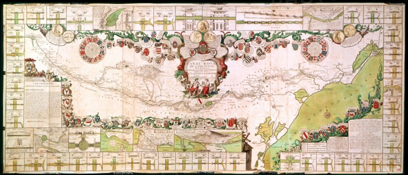 1697. Carte du canal du Midi par Riquet.