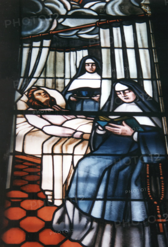 Vitrail représentant les Sœurs grises. Basilique Notre-Dame de Montréal