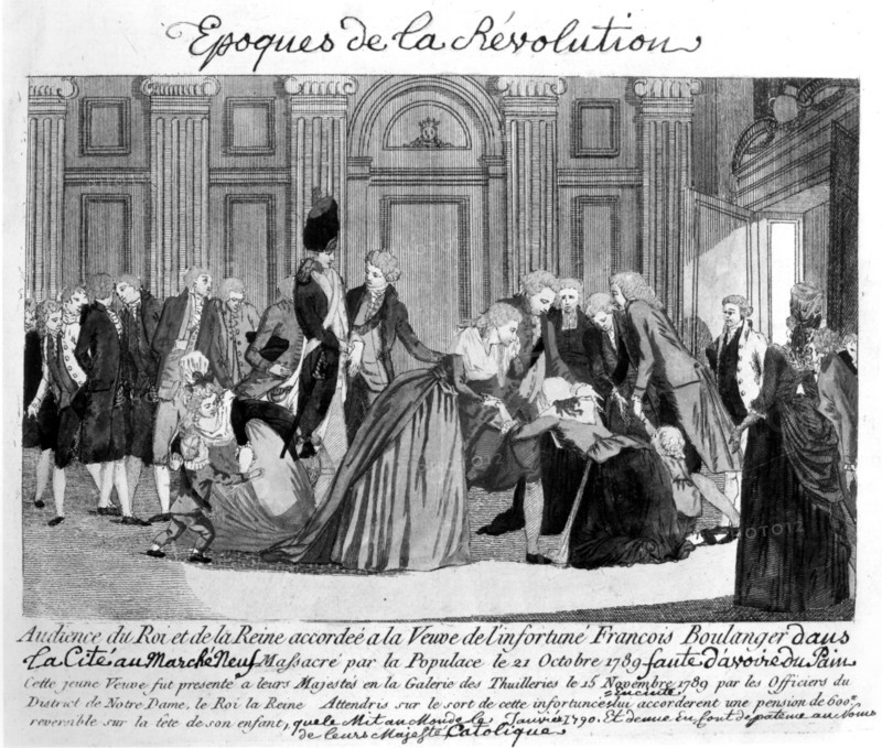 Audience du roi et de la reine accordée à la veuve de François Boulanger, massacré le 21 octobre 1789