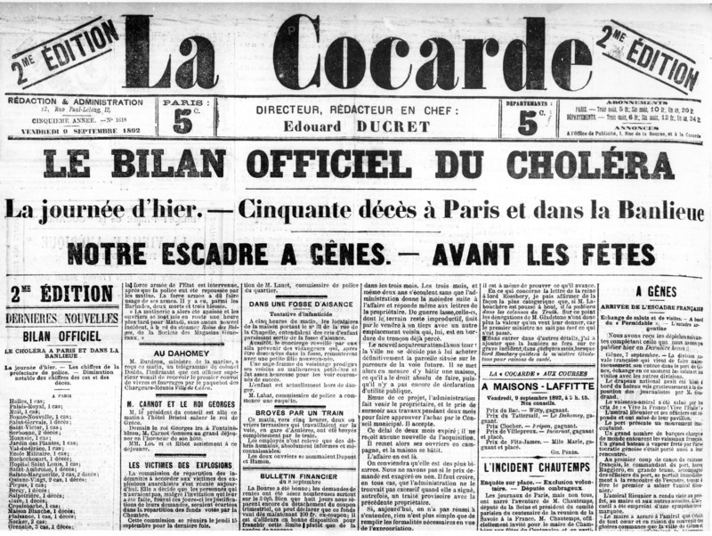 Bilan officiel du Choléra