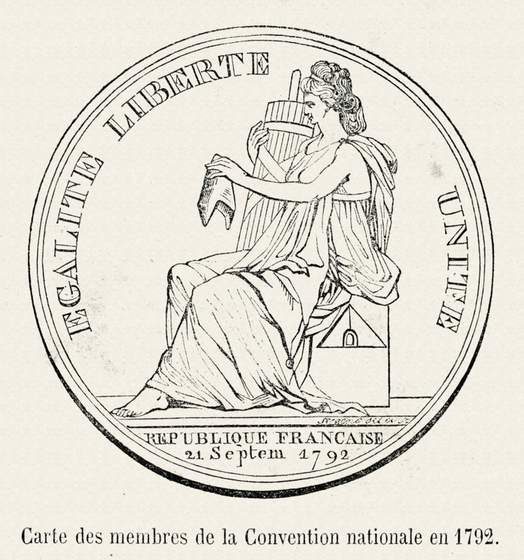 Carte des membres de la Convention en 1792.