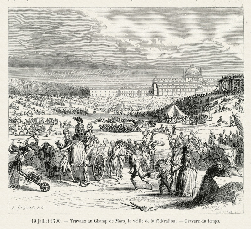 Works being carried out on the Champ de Mars, the day before the "Fédération".