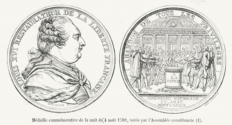 Médaille commémorative de la nuit du 4 août 1789, votée par l'Assemblée constituante.