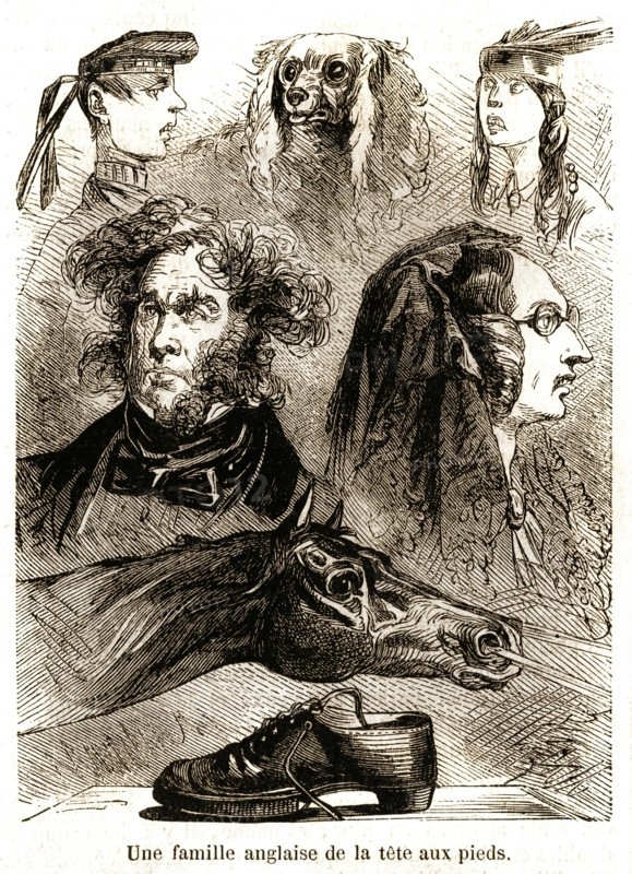 Caricature. La vie quotidienne des Anglais.