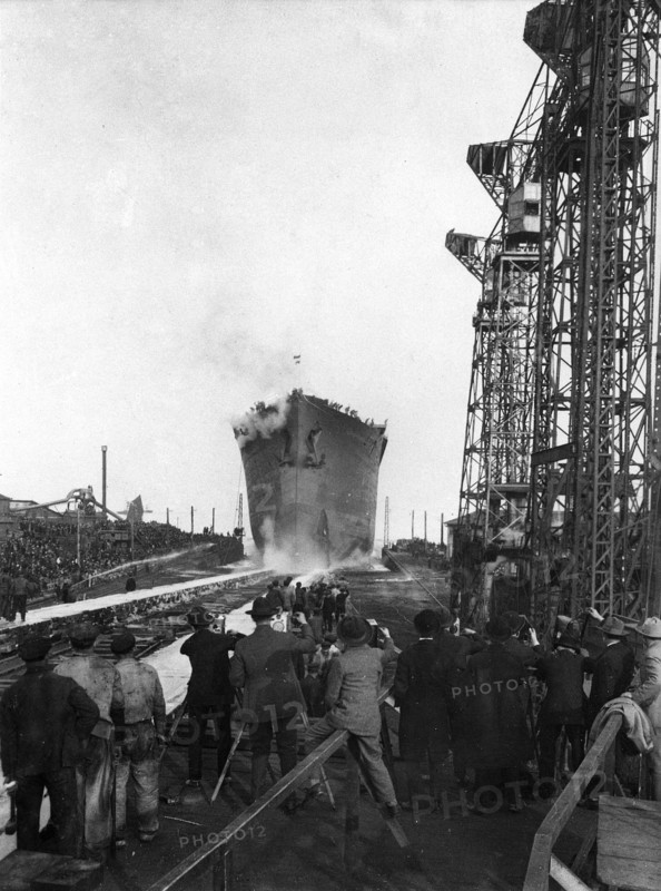 20th October 1932. The Launch of SS Normandie, in the presence of President Lebrun.