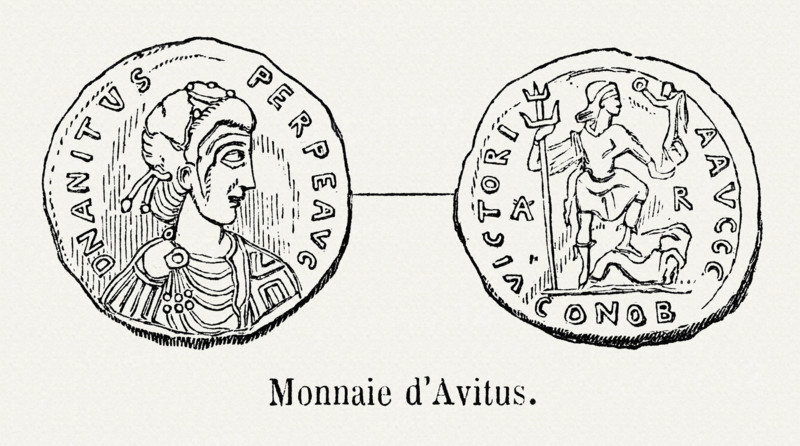 Coin minted under the reign of Avitus