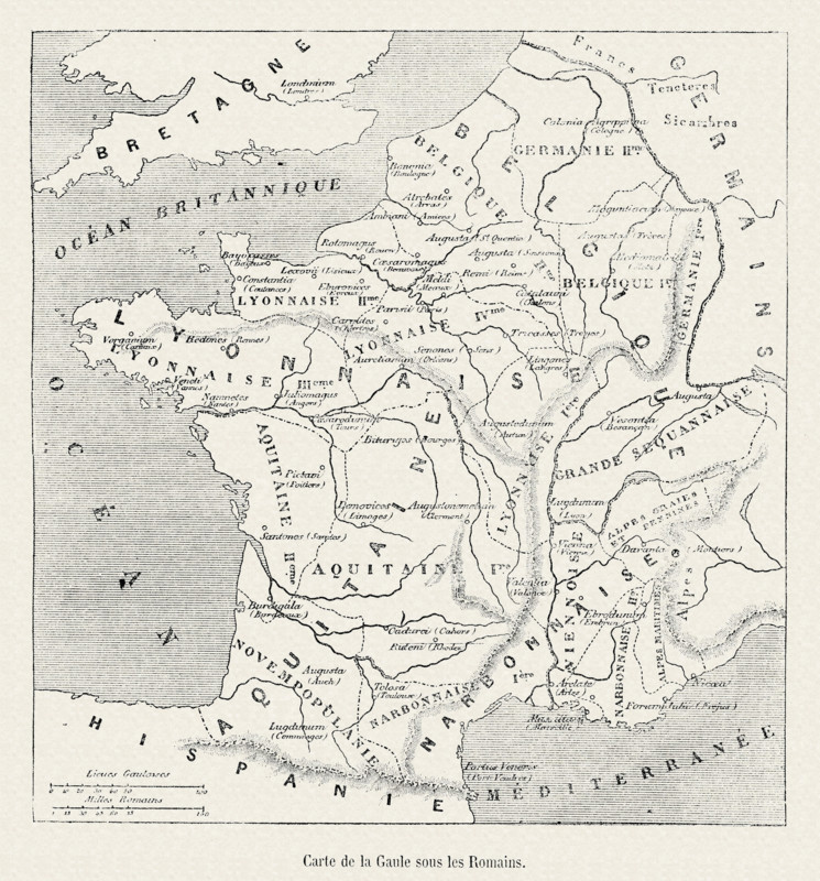 Map of Gaule under Roman occupation.