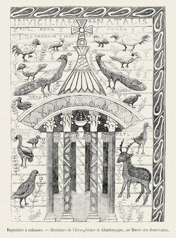 Miniature de l'Evangéliaire de Charlemagne.