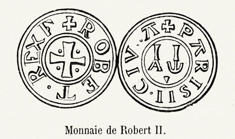 Coin minted under the reign of Robert II of France