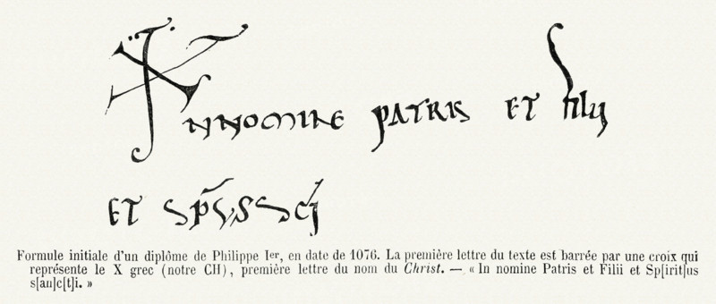 Signature at the bottom of a degree of Philip I, dating from 1076.