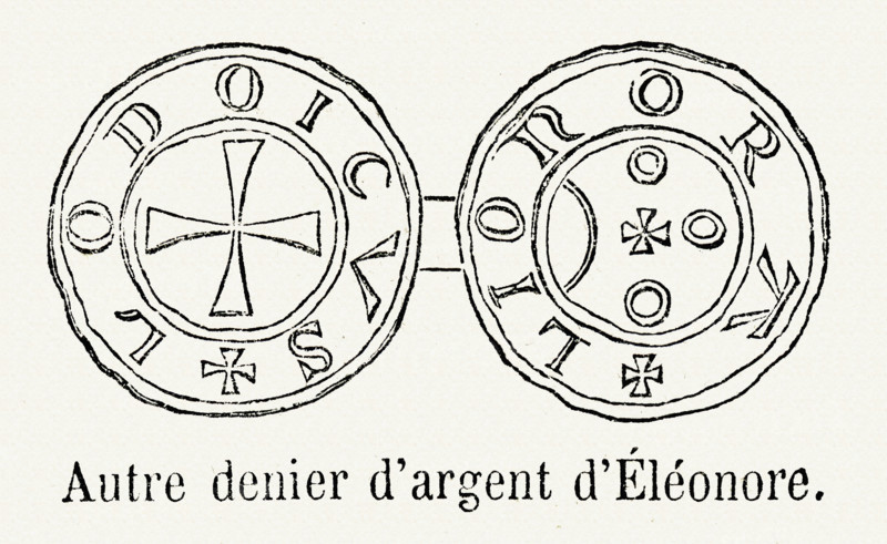 Denier d'argent d'Eléonore d'Aquitaine.