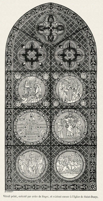 Painted stained glass window.