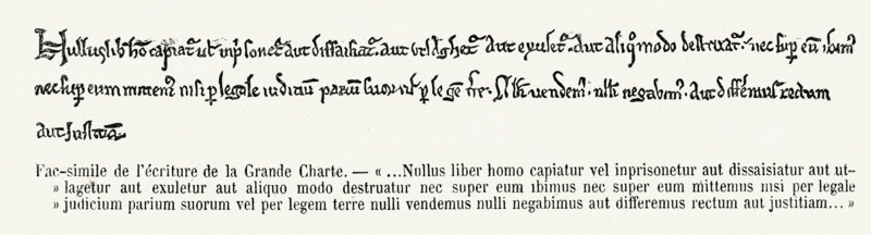 Facsimile of text from the Magna Carta.