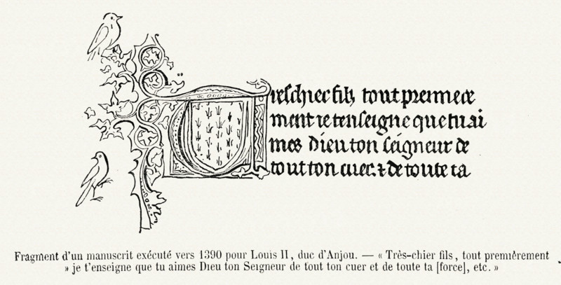 Segment of a manuscript written around 1390 for Louis II.