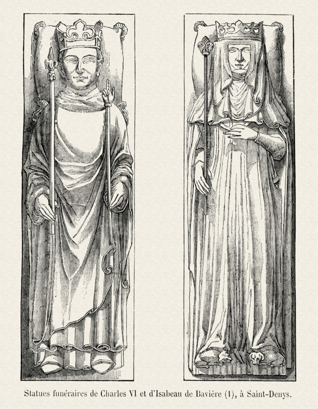 Recumbent statues of Charles VI and Isabeau of Bavaria.