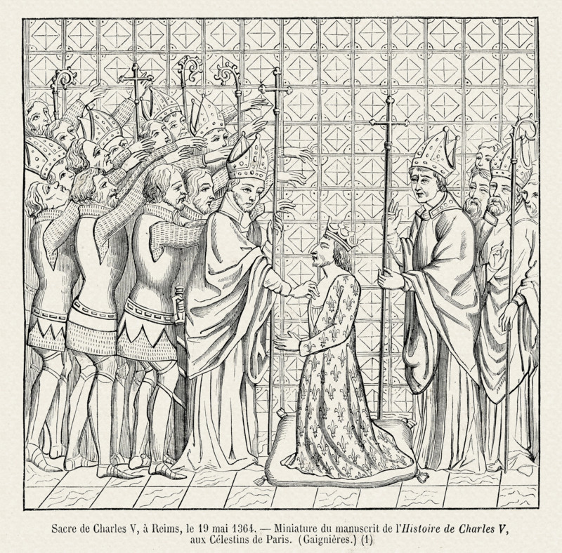 Coronation of Charles V, in Reims.