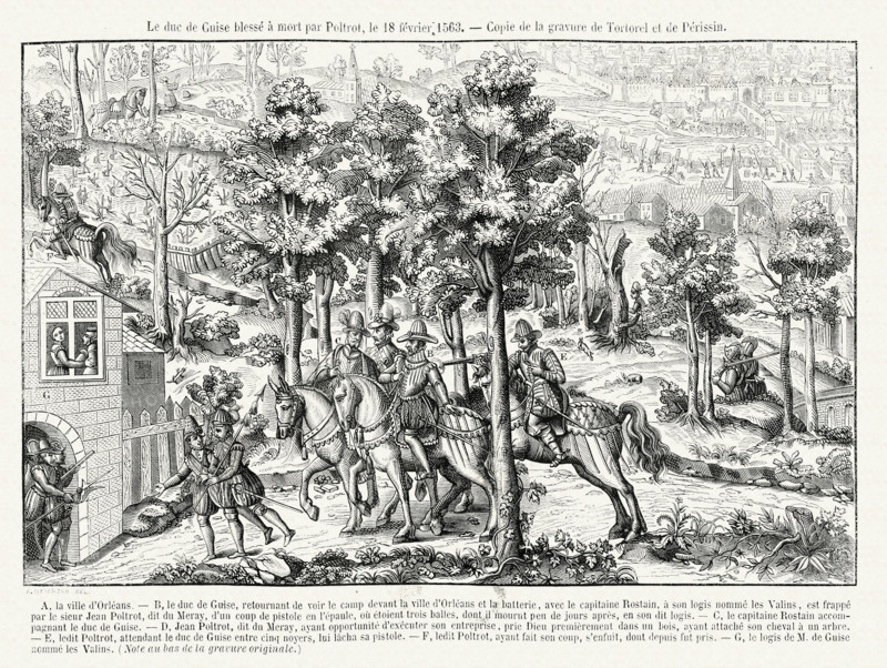 The Duke of Guise, mortally wounded by Poltrot, on the 18th February 1563.