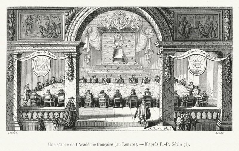 A meeting at the Académie Française at the Louvre.