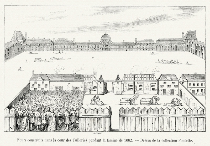 Enclosures constructed in the courtyard of the Tuileries during the famine of 1662.