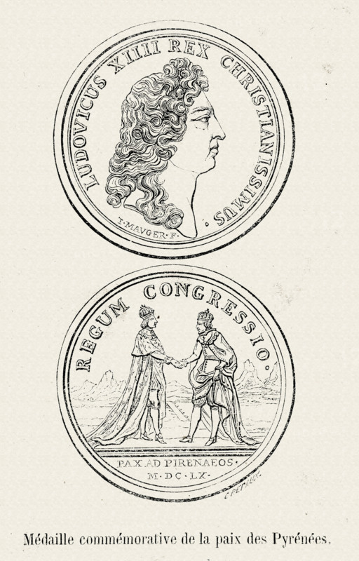 Commemorative medal celebrating peace in the Pyrenees.