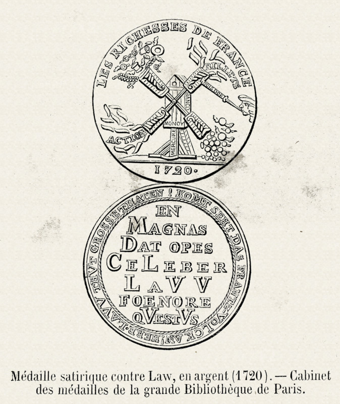 Médaille satirique contre Law, en argent (1720).