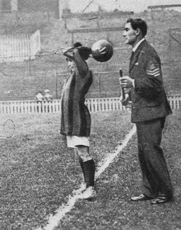 The first women's football teams in England.