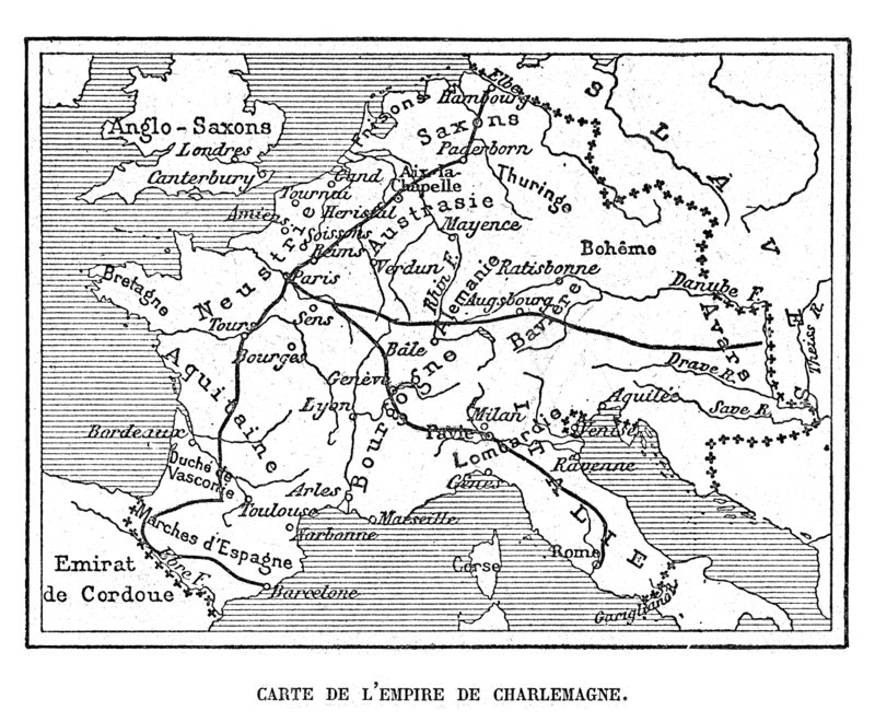Carte de l'empire de Charlemagne.