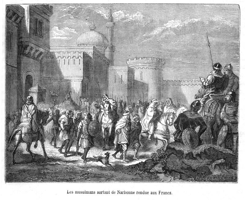 Le musulmans sortant de Narbonne rendue aux Francs.