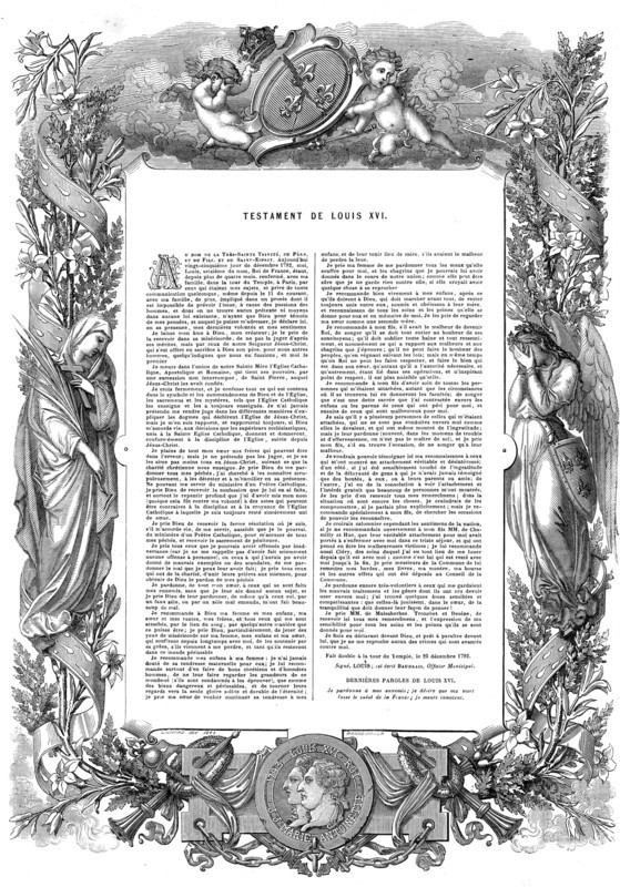 Testament de Louis XVI.