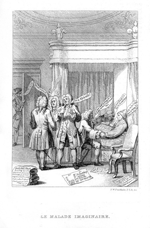 Le Malade imaginaire. Les créanciers. Caricature anglaise.