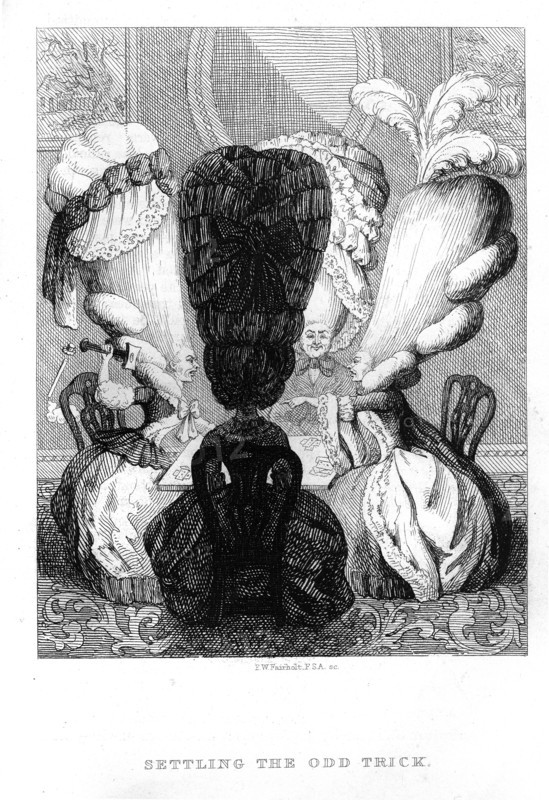 Settling the odd trick. Complot - ruse - autour d'une partie de carte. Caricature anglaise.