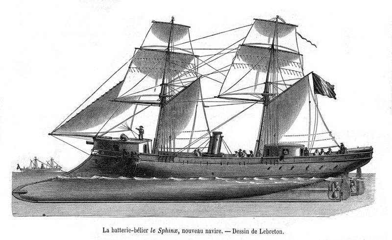 Navire. La batterie-bélier "le  Sphinx". 1865.