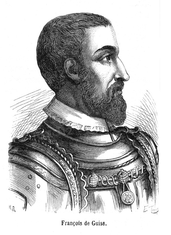 François de Guise. François Ier de Lorraine, (17 février 1519, Bar-le-Duc - 24 février 1563, Cernay, Saint-Pryvé-Saint-Mesmin ou Saint-Hilaire-Saint-Mesmin), 2e Duc de Guise (1520-1563), comte, puis duc d'Aumale et pair de France, Marquis de Mayenne, baron, puis prince de Joinville, grand chambellan et grand veneur.