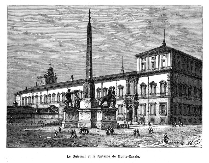 Rome. Italie. Le Quirinal et la fontaine Monte-Cavale.