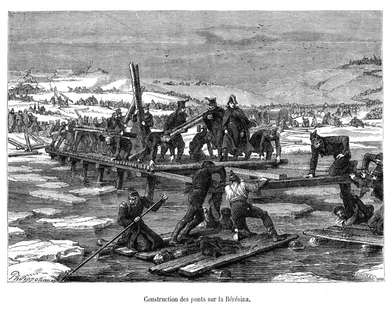 Grande Armée en Russie. Construction des ponts sur la Bérésina.