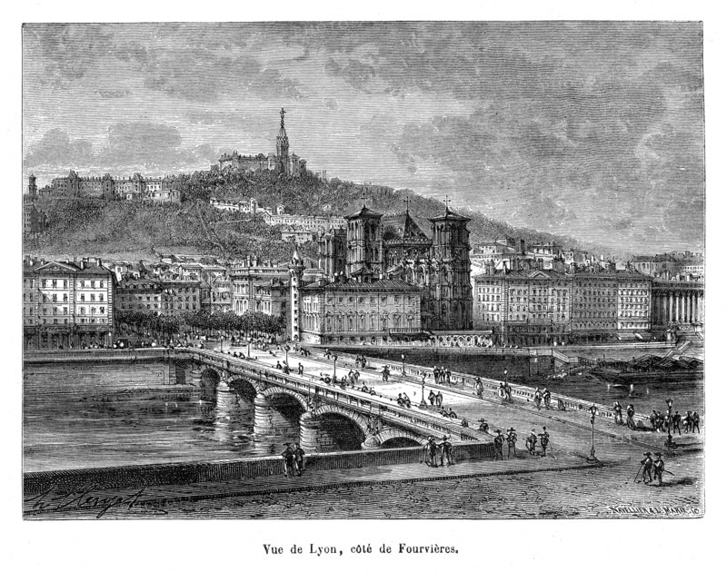 Vue de Lyon, côté de Fourvières.